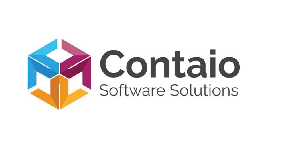 Logo of Contaio Software Solutions featuring a colorful cube design with blue, pink, and orange elements alongside the company name.