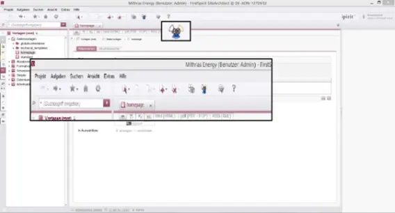 A software interface displaying project management tools, with options for searching, tasks, and user settings at the top.