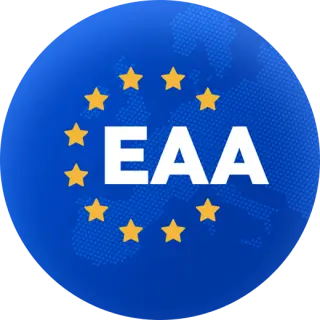 A blue circular logo featuring the letters 'EAA' in white, surrounded by yellow stars, with a faint map of Europe in the background.