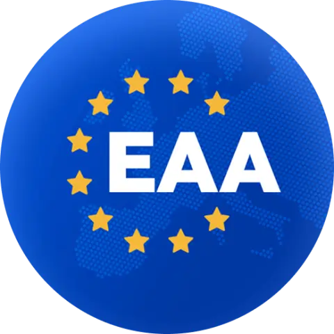 A blue circular logo featuring the letters 'EAA' in white, surrounded by yellow stars, with a faint map of Europe in the background.