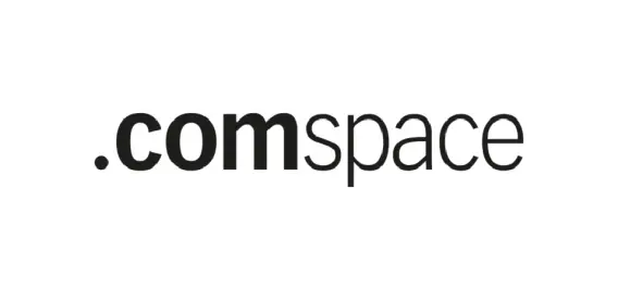 The image features the text '.comspace' in a modern, bold font, emphasizing the '.com' in a slightly larger size.
