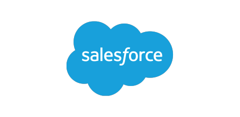 A blue cloud logo with the word 'salesforce' in white, representing the Salesforce brand.