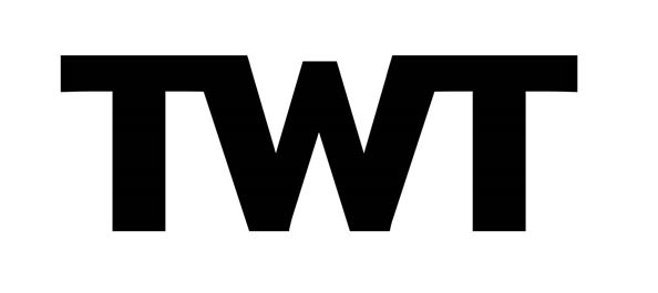The image features the bold, black letters 'TWT' on a white background.