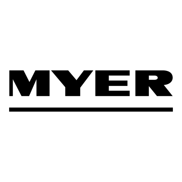 The image features the Myer logo, a prominent Australian department store, displayed in bold, uppercase letters.