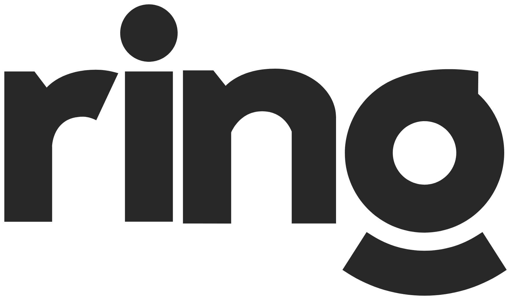 A stylized logo featuring the word 'ring' in lowercase letters, with a circular element integrated into the letter 'g.'