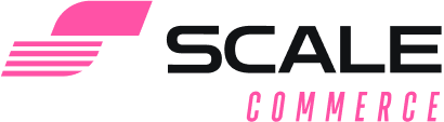 Logo of Scale Commerce featuring a stylized pink 'S' and the word 'COMMERCE' in bold black letters.