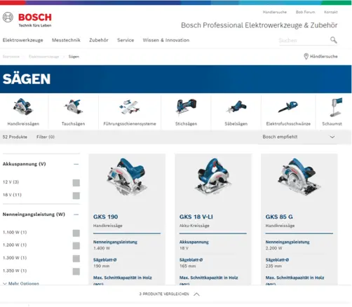 Use of AI-personalization to rank products for target groups on the Bosch Power Tools website