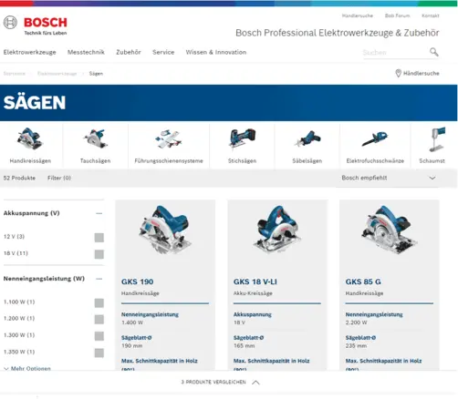 Einsatz von KI-Personalisierung zum Ranking von Produkten für Zielgruppen auf der Bosch Power Tools Website