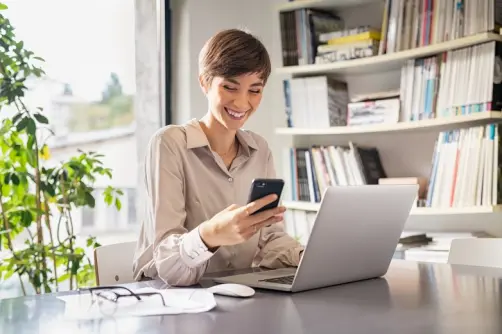 Businesswoman working on a laptop