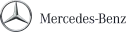 A silver Mercedes-Benz logo featuring a three-pointed star above the brand name 'Mercedes-Benz' in bold lettering.