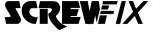 A stylized logo featuring the word 'SCREWFIX' in bold, modern typography, with a mix of black and white colors.
